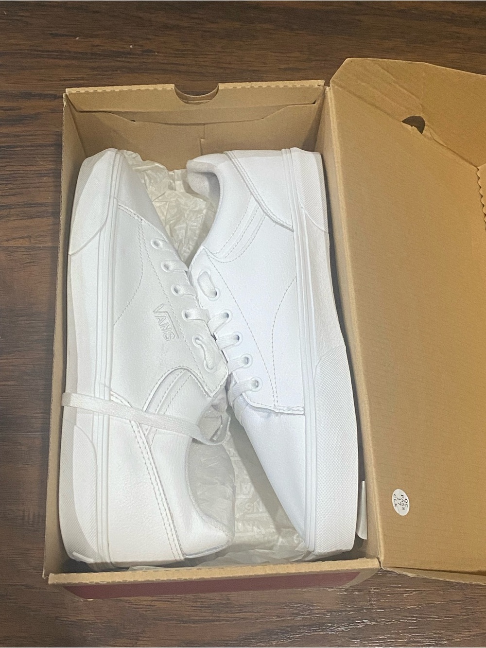 Vans All-White Low-Top Leather Sneakers
